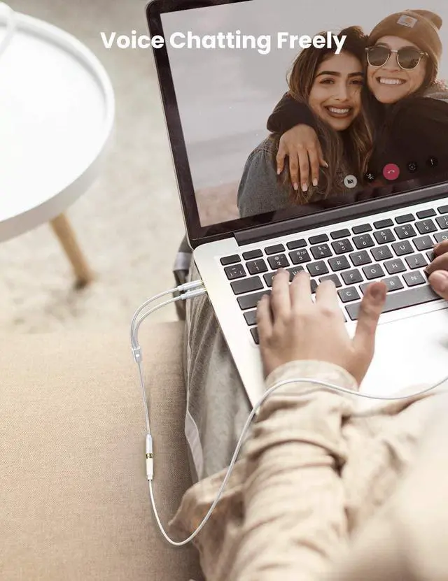 Alt view image 4 of 7 - UGREEN Headphone Splitter for Computer 3.5mm Female to 2 Dual 3.5mm Male Headphone Mic Audio Y Splitter Cable Microphone Stereo Jack Earphones Port Cord Gaming Headset to PC Laptop Adapter White