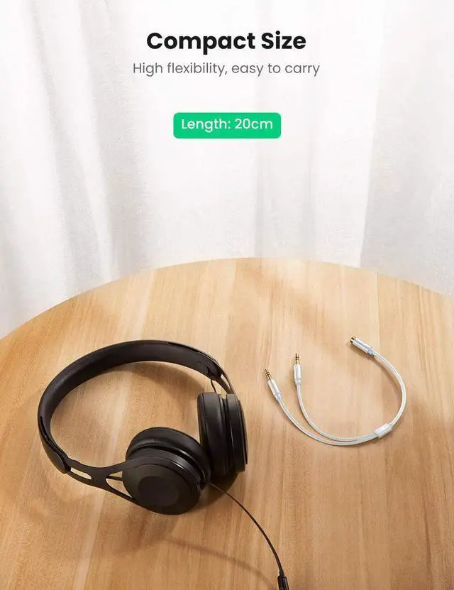 Alt view image 6 of 7 - UGREEN Headphone Splitter for Computer 3.5mm Female to 2 Dual 3.5mm Male Headphone Mic Audio Y Splitter Cable Microphone Stereo Jack Earphones Port Cord Gaming Headset to PC Laptop Adapter White