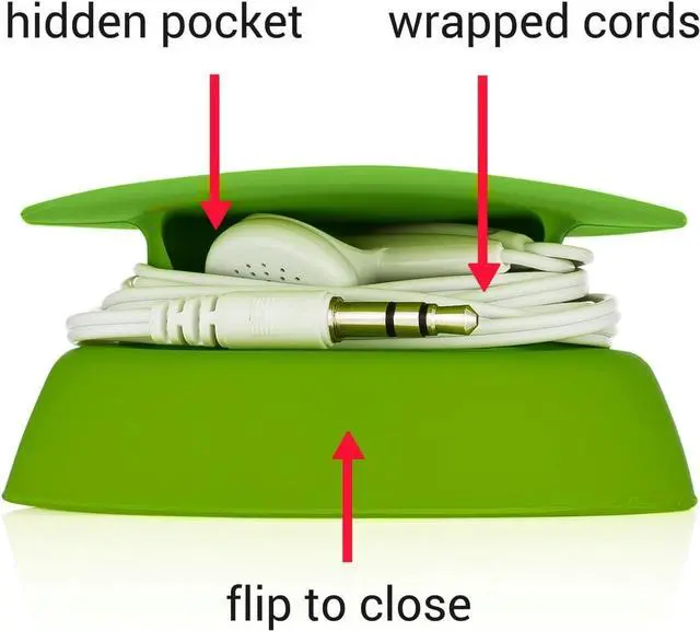 Alt view image 2 of 2 - Budley - Tangle-Free Earphone/Earbud Case, Compact Storage System, Silicone (Lime, Set of 1)