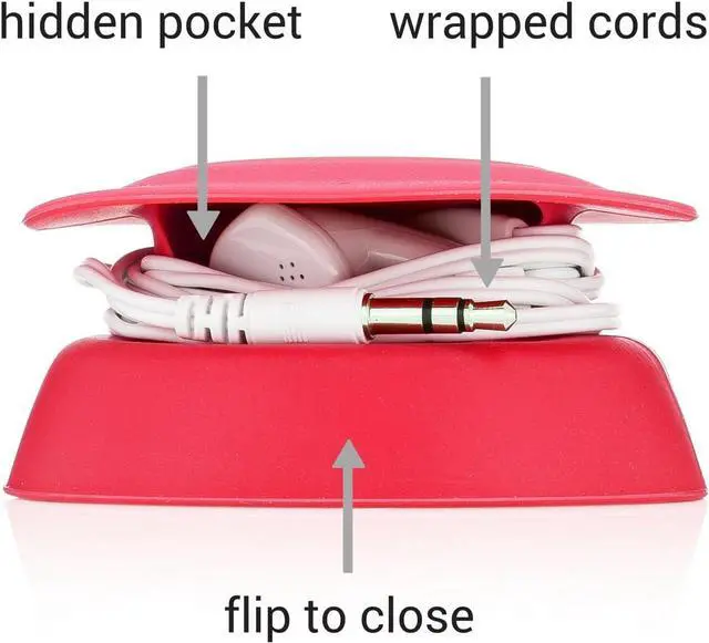 Alt view image 2 of 2 - Budley - Tangle-Free Earphone/Earbud Case, Compact Storage System, Silicone (Red, Set of 1)