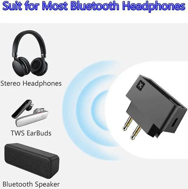 Alt view image 4 of 6 - Bluetooth Flight Transmitter Wireless 5.0 Airplane Airline Airport A2DP Adapter for Bose 700 QC45 QC35 Sony WH-1000XM5 Anker Soundcore Life Q45 Sennheiser Momentum 4 Apple Airpods Pro Max Headphones