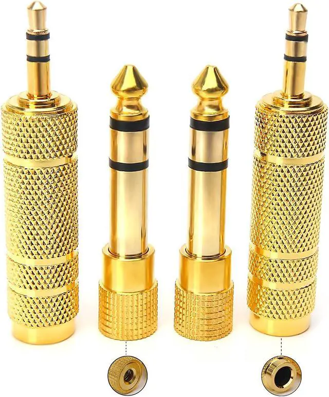 Main image of 3.5mm 1/8 inch TRS Plug to 6.35mm 1/4 inch Jack and 3.5mm Female to 6.35 Male Plug Gold Plated Set Audio Stereo Adapter Converter for Headphone Microphone (4 -Pack)