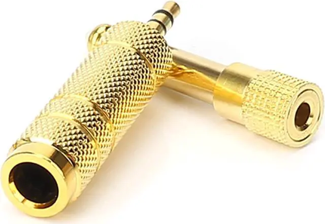 Alt view image 3 of 6 - 3.5mm 1/8 inch TRS Plug to 6.35mm 1/4 inch Jack and 3.5mm Female to 6.35 Male Plug Gold Plated Set Audio Stereo Adapter Converter for Headphone Microphone (4 -Pack)