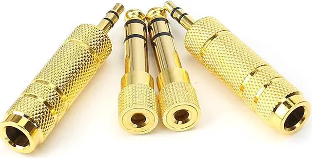 Alt view image 5 of 6 - 3.5mm 1/8 inch TRS Plug to 6.35mm 1/4 inch Jack and 3.5mm Female to 6.35 Male Plug Gold Plated Set Audio Stereo Adapter Converter for Headphone Microphone (4 -Pack)