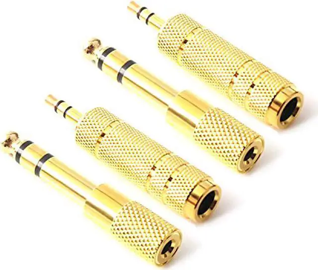 Alt view image 2 of 6 - 3.5mm 1/8 inch TRS Plug to 6.35mm 1/4 inch Jack and 3.5mm Female to 6.35 Male Plug Gold Plated Set Audio Stereo Adapter Converter for Headphone Microphone (4 -Pack)