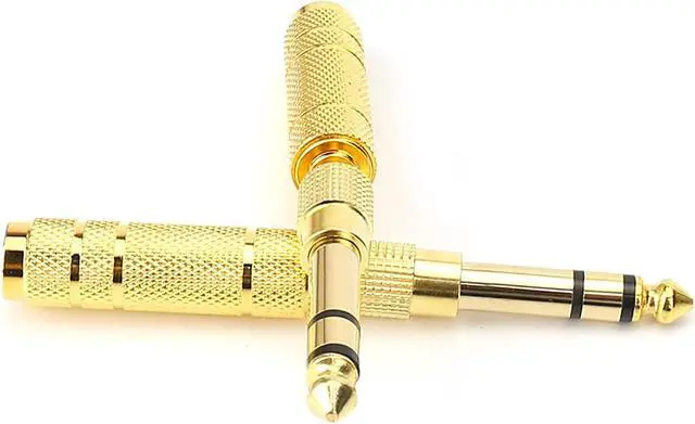 Alt view image 4 of 6 - 3.5mm 1/8 inch TRS Plug to 6.35mm 1/4 inch Jack and 3.5mm Female to 6.35 Male Plug Gold Plated Set Audio Stereo Adapter Converter for Headphone Microphone (4 -Pack)