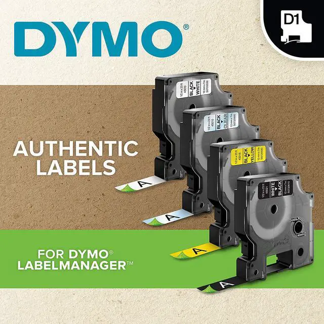 Alt view image 6 of 7 - DYMO Labels for LabelManager and LabelWriter Duo Label Makers Great for Organization Indoor or Outdoor Use 1/2" (12mm) x 23' (7m) Black Print on White Tape Water Resistant Pack of 6