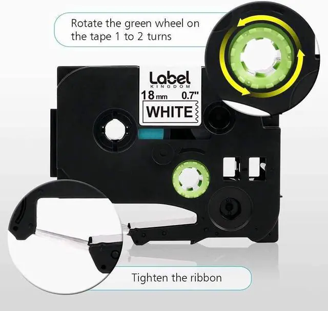 Alt view image 2 of 7 - Label KINGDOM TZ Tape 18mm 0.7 Laminated White Label Tape Replacement for Brother Ptouch TZe241 TZ241 Tape, 3/4 Inch Label Maker Tape for Brother Ptouch PT-D400 PT-D400AD PT-D600, 2-Pack