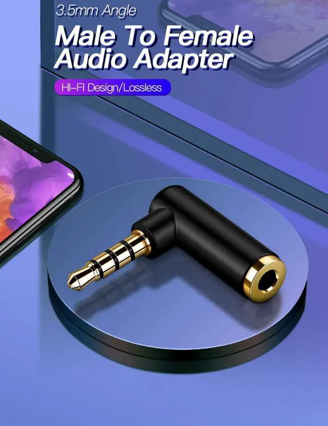 Alt view image 6 of 7 - Angle 3.5mm Audio Adapter,CableCreation [3-Pack] 1/8 TRRS Stereo Headphone Connector Male to Female Compatible with iPhone,iPad,iPod, Tablets, PS4 Headset,Game Controller.Black