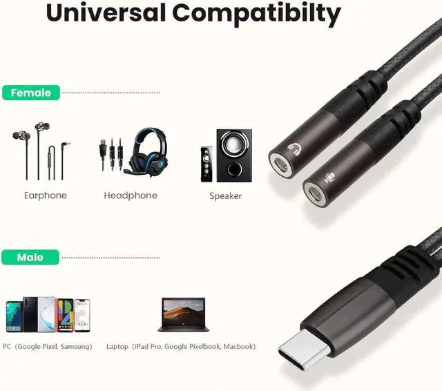 Alt view image 2 of 7 - USB C Microphone Adapter, USB C to 3.5mm Combo 3.5mm Hi Fi Audio & Mic Jack Splitter Compatible with iPad Pro, iPad Air, MacBook, Pixel 7 6 Pro 5 4 XL, Galaxy S23 S22 S21 Ultra Note 20 Ultra