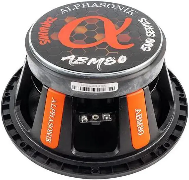 Alt view image 6 of 6 - 1 Pair of ABM80 DYNAMIS Series 8" 800 Watts Max 200 Watts RMS Mid-Range Car Audio Speaker 4-Ohm Cloth Surround, Non Pressed Paper Cone, Ferrite Magnet, and Grille Included