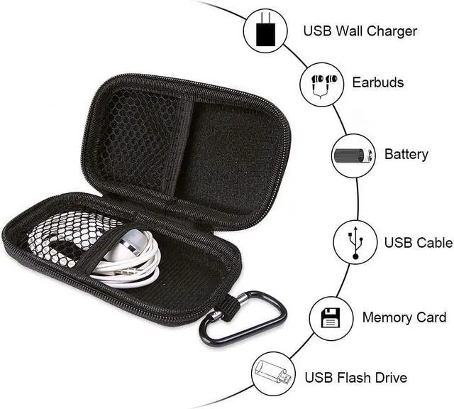 Alt view image 3 of 7 - Durable MP3 Player Case Hootek USB Flash Drive Case Bag Wallet 2Pack EVA Shockproof Hard Carrying Travel Case Bag SD Memory Cards Cable Organizer for Headset USB Cable and Electronic Accessories