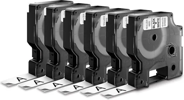 Alt view image 4 of 7 - DYMO Labels for LabelManager and LabelWriter Duo Label Makers Great for Organization Indoor or Outdoor Use 1/2" (12mm) x 23' (7m) Black Print on White Tape Water Resistant Pack of 6