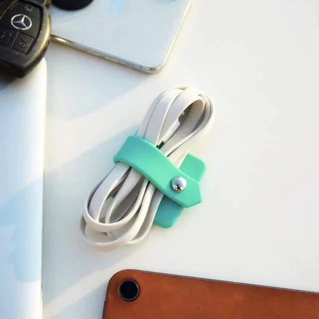 Alt view image 6 of 7 - Silicone Earphone Organizer Earphone Wrap Winder Headphone Cord Organizer Wrap Winder Manager Cable Winder(Blue, 1 Piece)