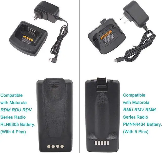 Alt view image 5 of 7 - Aimtobest Rapid Charger Compatible for Motorola CP110 RDM2070D RDU4100 RDV5100 RDU2020 RDU2080D RDV2020 RDV2080D RDM2080 RDU4160D Radio RLN6305 RLN6308 RLN6332A