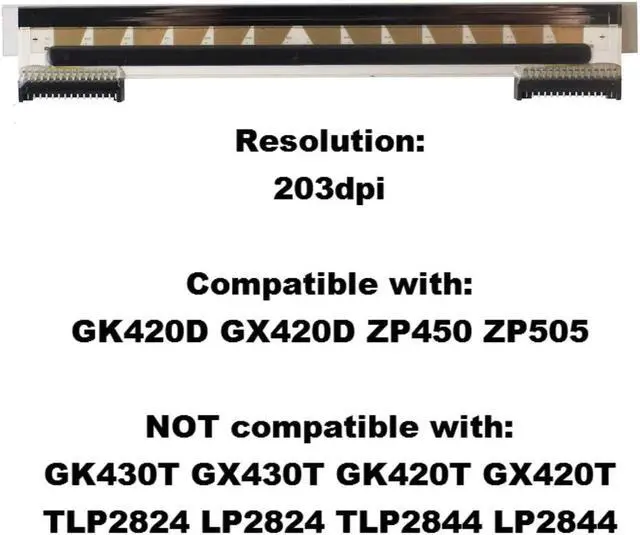 Alt view image 2 of 5 - New Printhead Print Head for Zebra GX420D GK420D ZP450 ZP550 ZP505 ZP500 Printer 203dpi PN 105934-037