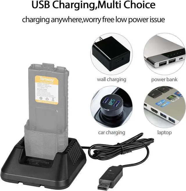 Alt view image 4 of 4 - UV-5R BF-F8H Charger More USB Cable Charger with Indicator Light for Two Way Radio UV-5R Series DM-5R by Tenway