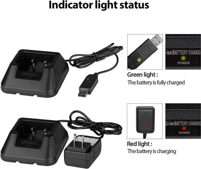 Alt view image 2 of 4 - UV-5R BF-F8H Charger More USB Cable Charger with Indicator Light for Two Way Radio UV-5R Series DM-5R by Tenway