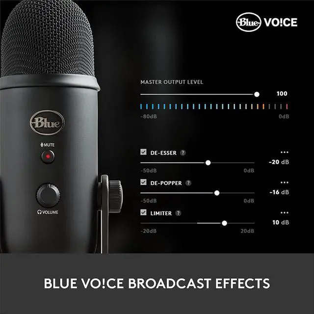 Alt view image 4 of 7 - Blue Microphones Yeti USB Mic for Recording and Streaming on PC/Mac, Blue VOICE effects, 4 Pickup Patterns, Headphone Output and Volume Control, Adjustable Stand, Plug and Play \u2013 Silver