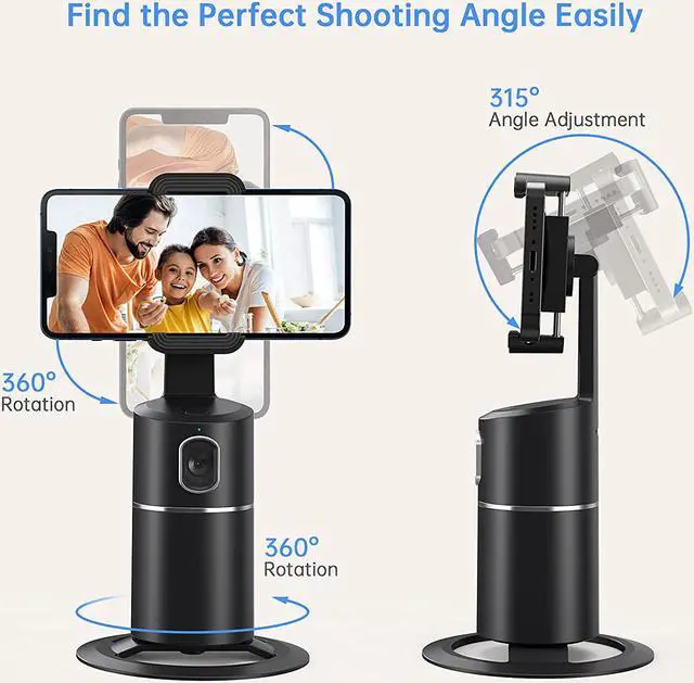 Alt view image 5 of 7 - Auto Face Tracking Phone Holder, No App Required, 360° Rotation Face Body Phone Tracking Tripod Smart Shooting Camera Mount for Live Vlog Streaming Video, Rechargeable Battery-Black