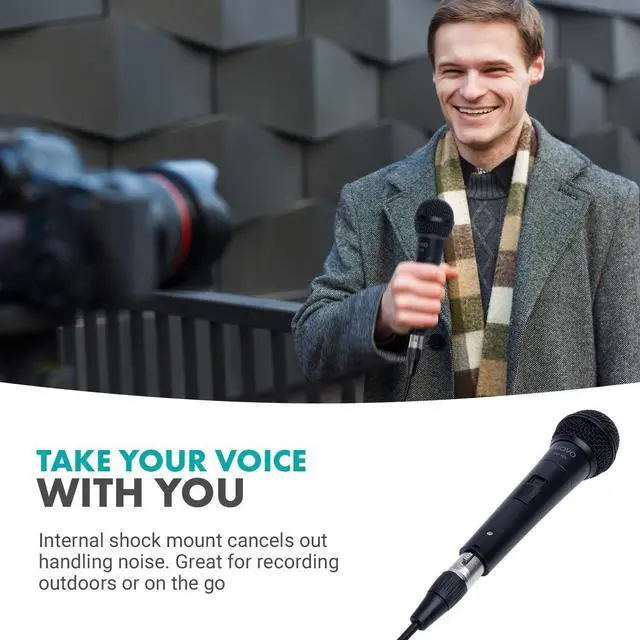 Alt view image 4 of 7 - Movo HV-M5 Dynamic Cardioid Vocal Microphone with Internal Shockmount and Windscreen - XLR Compatible Dynamic Mic with 6.35mm Adapter - Professional Microphone for Singing and Recording