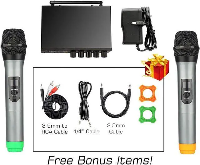 Alt view image 6 of 7 - UHF Dual Channel Wireless Handheld Microphone, Easy-to-use  Wireless Microphone System-K036