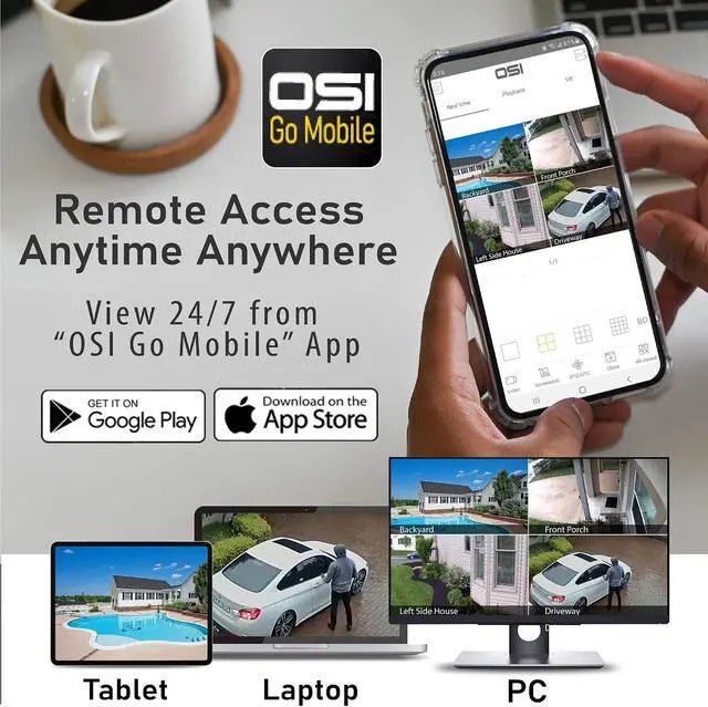 Alt view image 6 of 7 - OSI 2K 5MP HD 4-CAMERA DVR SYSTEM 2TB HDD4-CH H.265 Home Video Surveillance System,4x 5MP Indoor Outdoor Dome Cameras,Wired Analog DVR System,P2P DVR,Free APP,Night Vision,Motion,Alert,Remote Access
