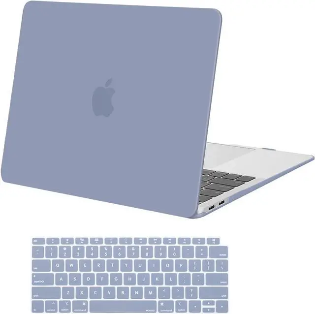 Main image of MOSISO Compatible with MacBook Air 13 inch Case 2022 2021 2020 2019 2018 Release A2337 M1 A2179 A1932 Retina Display with Touch ID, Plastic Hard Shell Case & Keyboard Cover Skin, Lavender Gray