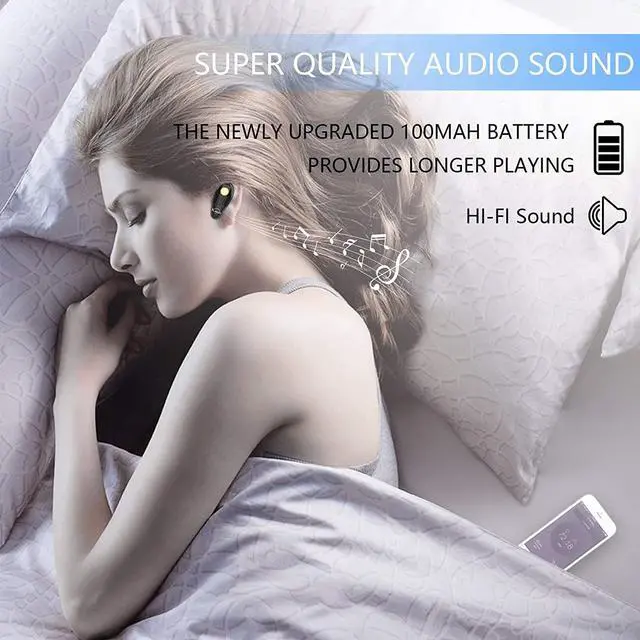 Alt view image 6 of 7 - Bluetooth Headset V5.0 Ultralight Wireless Headphone Cell Phone Earpiece with Mic Headsetcase Volume Control Handsfree Earbud Compatible with Android/iPhone/Smartphones/Laptop