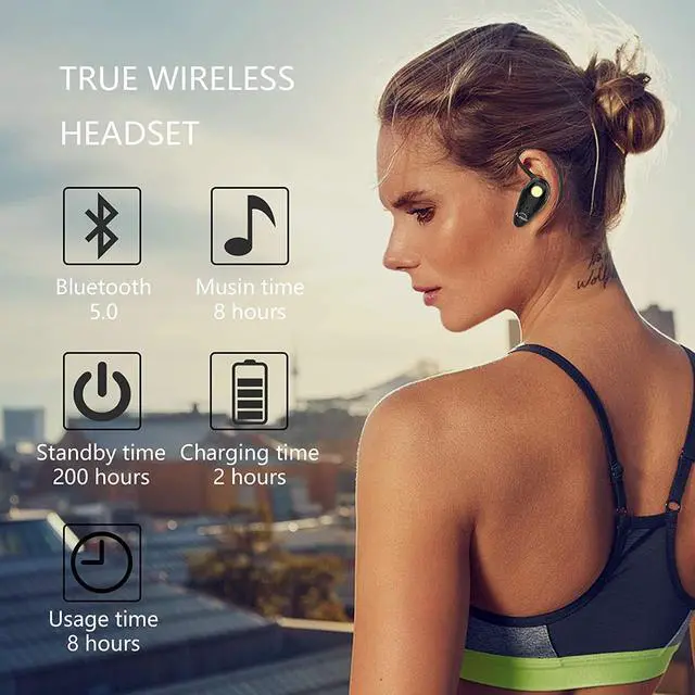 Alt view image 3 of 7 - Bluetooth Headset V5.0 Ultralight Wireless Headphone Cell Phone Earpiece with Mic Headsetcase Volume Control Handsfree Earbud Compatible with Android/iPhone/Smartphones/Laptop