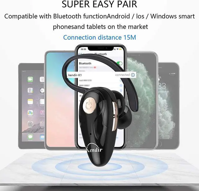 Alt view image 4 of 7 - Bluetooth Headset V5.0 Ultralight Wireless Headphone Cell Phone Earpiece with Mic Headsetcase Volume Control Handsfree Earbud Compatible with Android/iPhone/Smartphones/Laptop