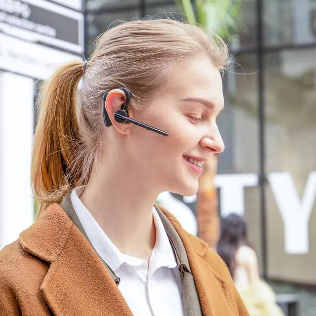 Alt view image 6 of 6 - Bluetooth Headset V5.2 New bee 24Hrs Talktime CVC8.0 Dual Mic Bluetooth Earpiece Noise Cancelling Wireless Handsfree Driving Headset with Mic Mute for iPhone/Android/Trucker/Business/Office(Blue)