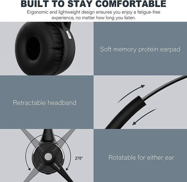 Alt view image 3 of 7 - Trucker Bluetooth Headset with Microphone Wireless Cell Phone Headset with Noise Canceling Mic Charging Base Mute Function for Home Office Call Center Skype