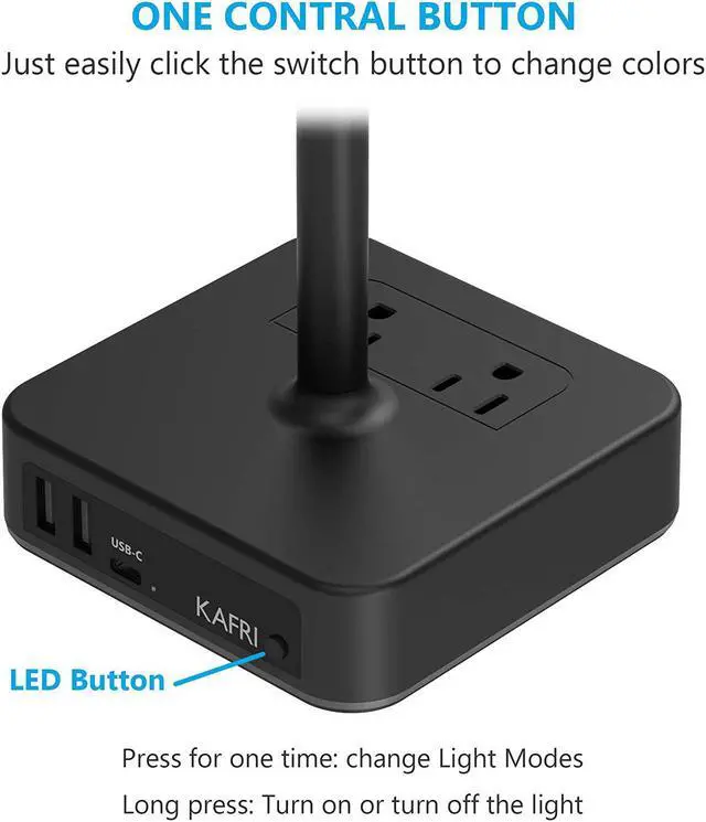 Alt view image 5 of 7 - KAFRI RGB Headphone Stand with USB A&C Charger Desk Gaming Headset Holder Hanger Rack with 3 USB Charging Port and 2 Outlet - Suitable for Gamer Desktop Table Game Earphone Accessories Boyfriend Gifts