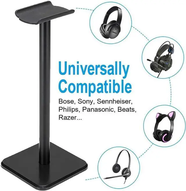 Alt view image 2 of 7 - Headphone Stand, Universal Aluminum Metal Holder for AirPods Max, HyperX Cloud II, Xbox One, , Sennheiser, Sony, Bose, Beats PC Gaming Headset Display &Wireless Headphones (Black)