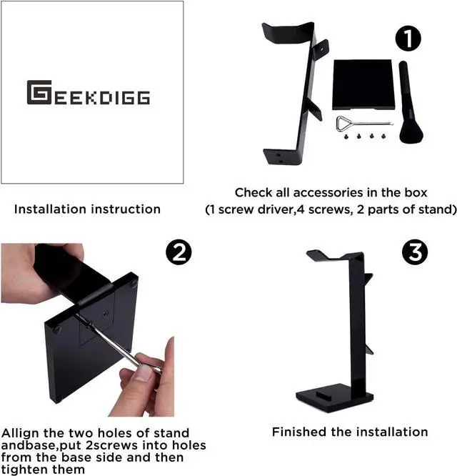 Alt view image 5 of 7 - GeekDigg Headphone Stand Gaming Headset Holder for Desk Cable Organizer & Cellphone Stand for All Headphones Size Headphone Holder Set Gaming PC Accessories Gaming Station  Black