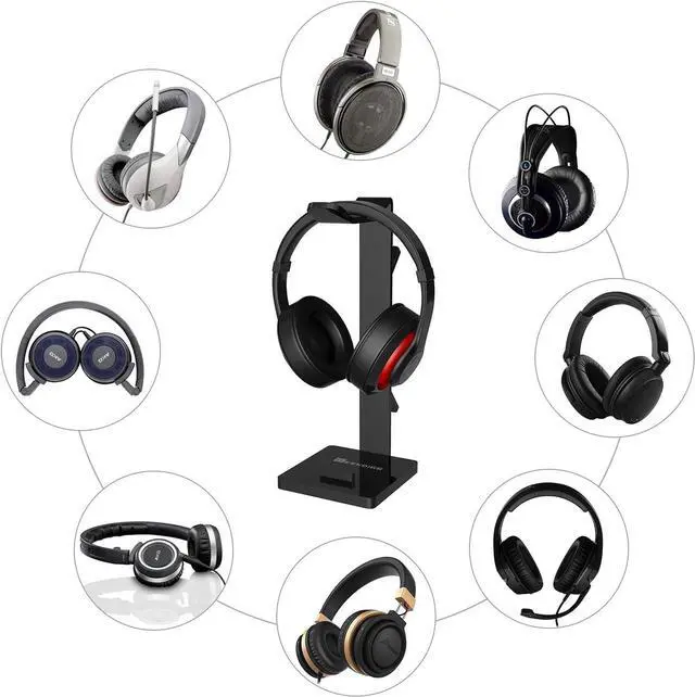 Alt view image 6 of 7 - GeekDigg Headphone Stand Gaming Headset Holder for Desk Cable Organizer & Cellphone Stand for All Headphones Size Headphone Holder Set Gaming PC Accessories Gaming Station  Black