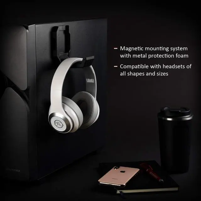 Alt view image 4 of 5 - Enermax Magnetic Mounting Headset Holder with Metal Protection Foam, Provides up to 1 kg/2.2 lbs, Compatible with Computer/Gaming Headsets, Headphone of all Shapes and Sizes, EHB001