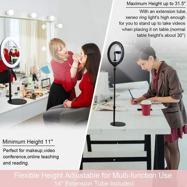 Alt view image 4 of 6 - 10" Desktop Selfie Ring Light with Stand and Phone Holder for iPhone Android, 3 Light Modes Dimmable LED Ringlight for YouTube/Video Shooting/Streaming/Makeup with Remote Shutter Black