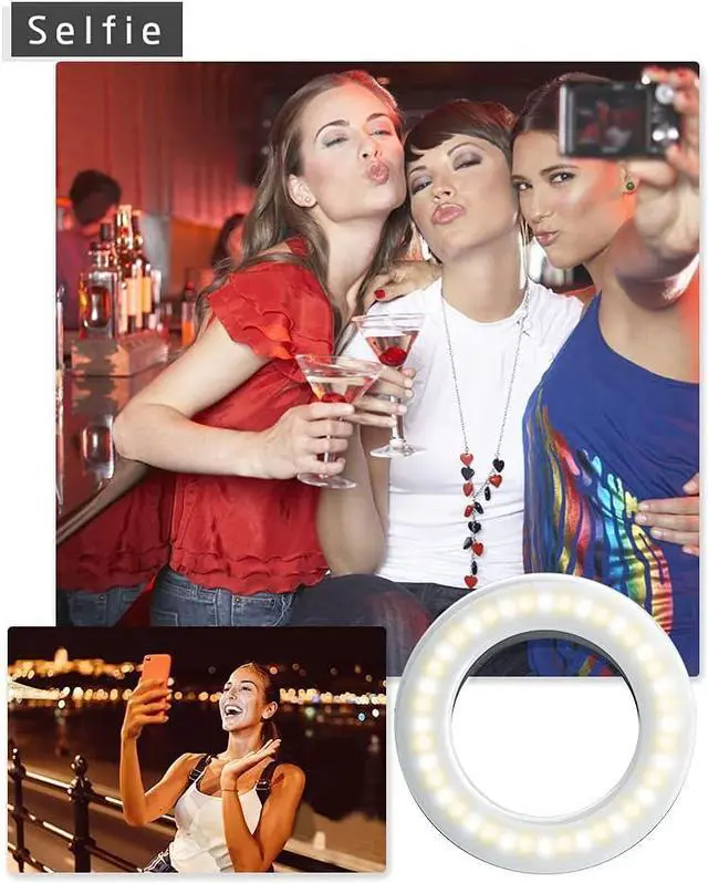 Alt view image 3 of 5 - XINBAOHONG Selfie Ring Light Rechargeable Portable Clip-on Selfie Fill Light with 40 LED for Smart Phone Photography, Camera Video, Girl