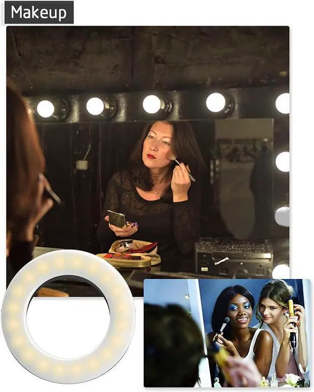 Alt view image 4 of 5 - XINBAOHONG Selfie Ring Light Rechargeable Portable Clip-on Selfie Fill Light with 40 LED for Smart Phone Photography, Camera Video, Girl