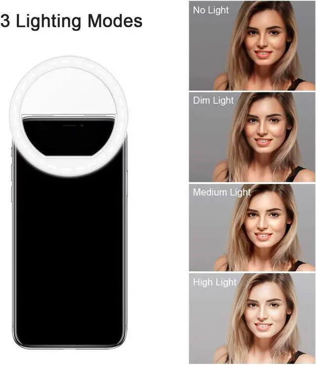 Alt view image 2 of 7 - Selfie Ring Light Portable Clip Selfie Light with 36 LED for Smart Phone Photography Camera Video
