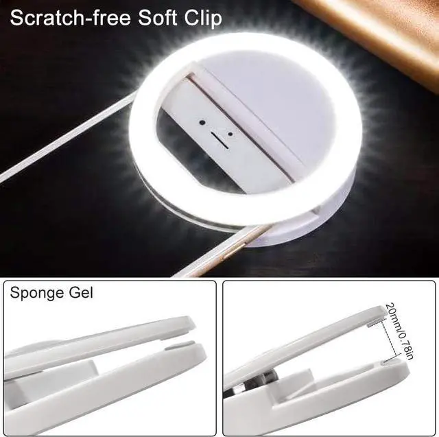 Alt view image 6 of 7 - Selfie Ring Light Portable Clip Selfie Light with 36 LED for Smart Phone Photography Camera Video