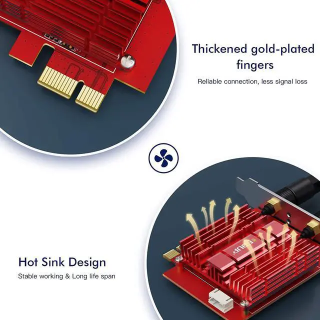 Alt view image 3 of 7 - EDUP PCIE WiFi 6E Card AX210 AX5400M Bluetooth 5.2 Heat Sink Tri-Band PCI-E Wireless Wi-Fi Network Card Adapter for Gaming, Work for Desktop PC with Windows 10/11 64-bit