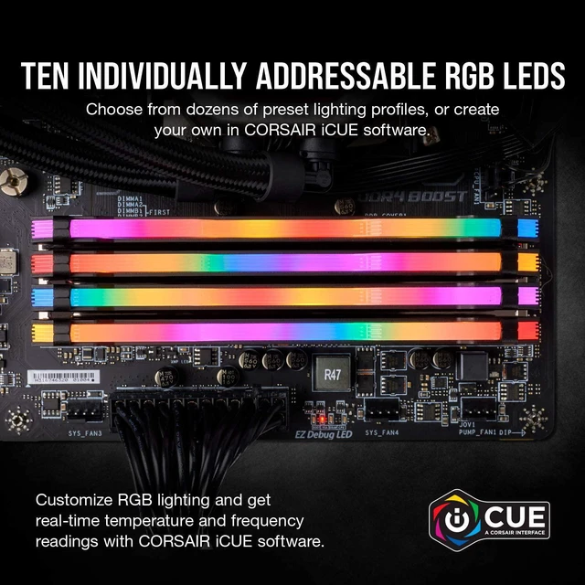 Alt view image 3 of 5 - VENGEANCE RGB PRO 16GB (2x8GB) DDR4 3200MHz (PC4-25600) C16 1.35V Desktop Memory Black (CMW16GX4M2E3200C16)