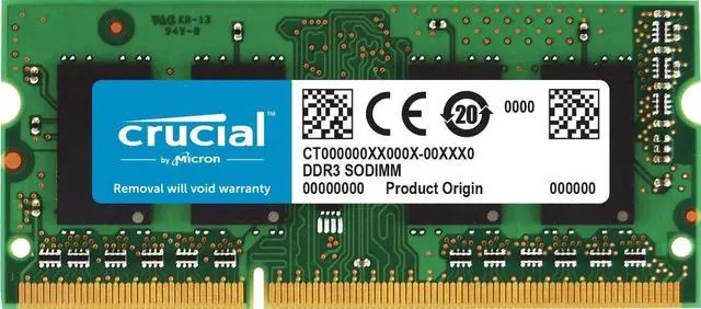 Main image of Crucial 2GB Single DDR3/DDR3L 1600 MT/S (PC3-12800) Unbuffered SODIMM 204-Pin Memory - CT25664BF160B