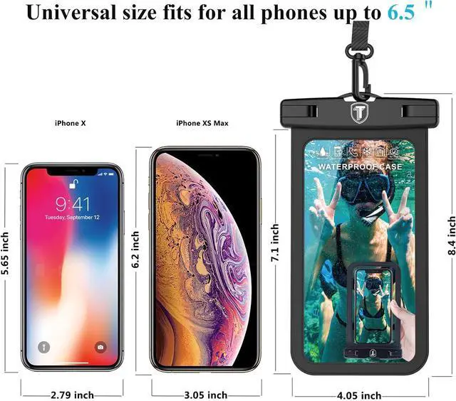 Alt view image 3 of 7 - Njjex Waterproof Phone Pouch [2 Pack] Waterproof Phone Case Cellphone Dry Bag For Samsung Galaxy Note 20 Ultra S25 Ultra S24 S23 S22 S21+ S20 S10 A14 A15 A35 A16 5G iPhone 16 Pro Max 15 14 13 12 11 Xr