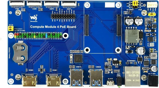 Main image of Waveshare Compute Module 4 IO Board with PoE Feature, Compatible with Raspberry Pi, Suitable for All Variants of CM4