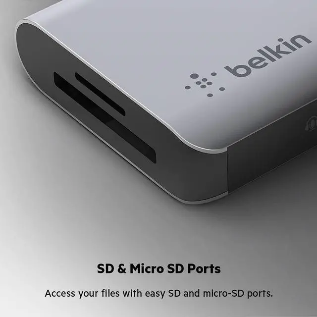 Alt view image 7 of 7 - Belkin USB C Hub, 7-in-1 MultiPort Adapter Dock with 4K HDMI 1.4, USB-C PD 3.0, 2X USB-A 3.0 BC1.2, SD 3.0 Card Reader, Micro SD 3.0, 3.5 mm Audio in/Out for MacBook Pro,Air, iPad Pro, XPSand More