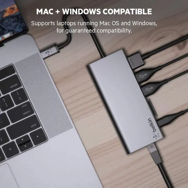 Alt view image 13 of 20 - BELKIN COMPONENTS F4U092BTSGY USB-C MULTIMEDIA HUB+ POWER,SPACE GRAY